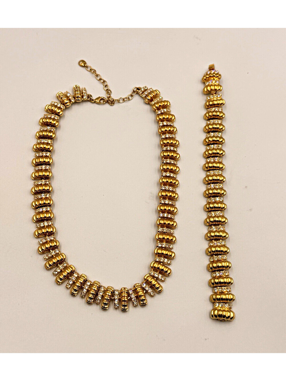 VTG JBK Camrose Kross Jackie Kennedy Gold Tone CZ Studded Necklace Bracelet Set